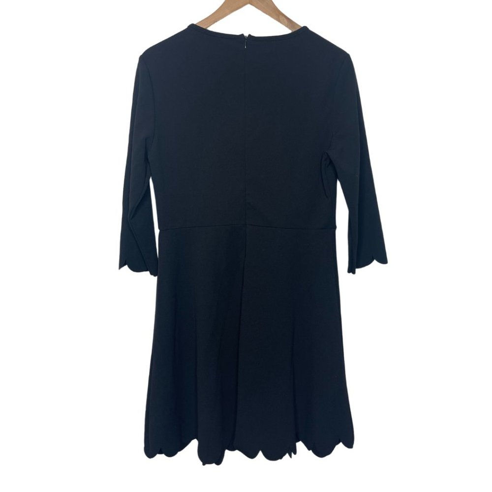 SUNNOW | Black Scalloped Edge 3/4 Sleeve Dress | Size L - Picture 4 of 10